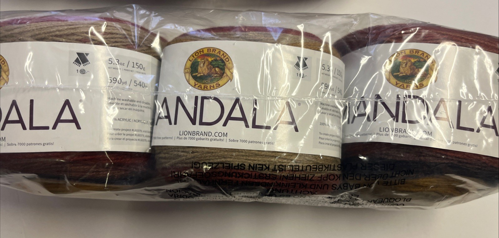 2-Lion Brand Mandala Yarn Color: Centaur, Dye Lot #0717, Lot Of 2 Skeins