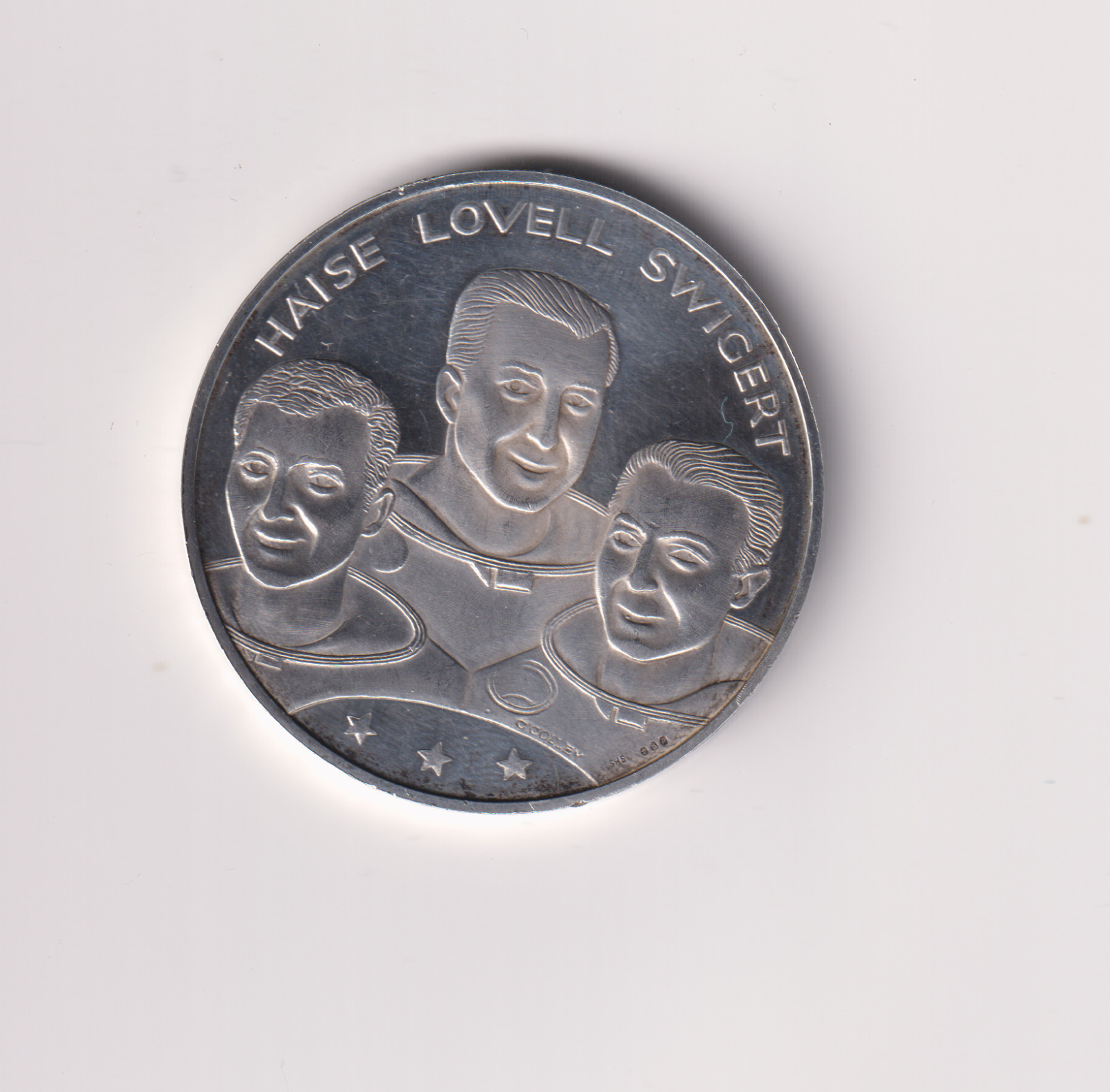APOLLO 13 1970 HAISE LOVELL SWIGERT PORRF SILVER MEDAL RARE 40MM 31.20 HH53