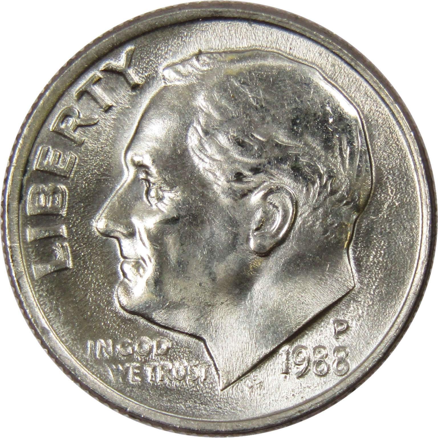 1988 P Roosevelt Dime Clad Uncirculated Mint State 10c Coin