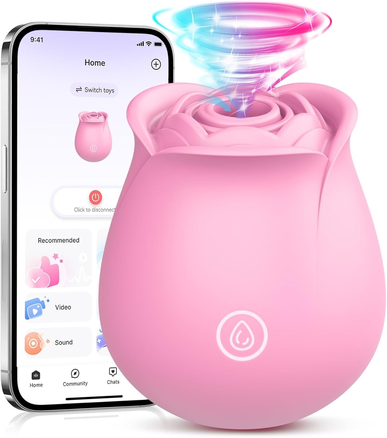 Rose  Shape Sucking Vibrator Clitoral G-spot Suction Sex Toy 10 Speed WaterProof