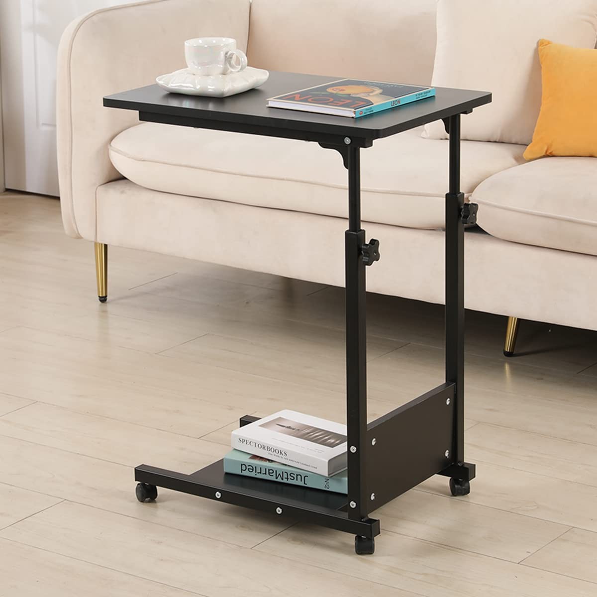 TigerDad Adjustable Height C Table Sofa 22.1 in x 14.7 x 35.4 in, Black