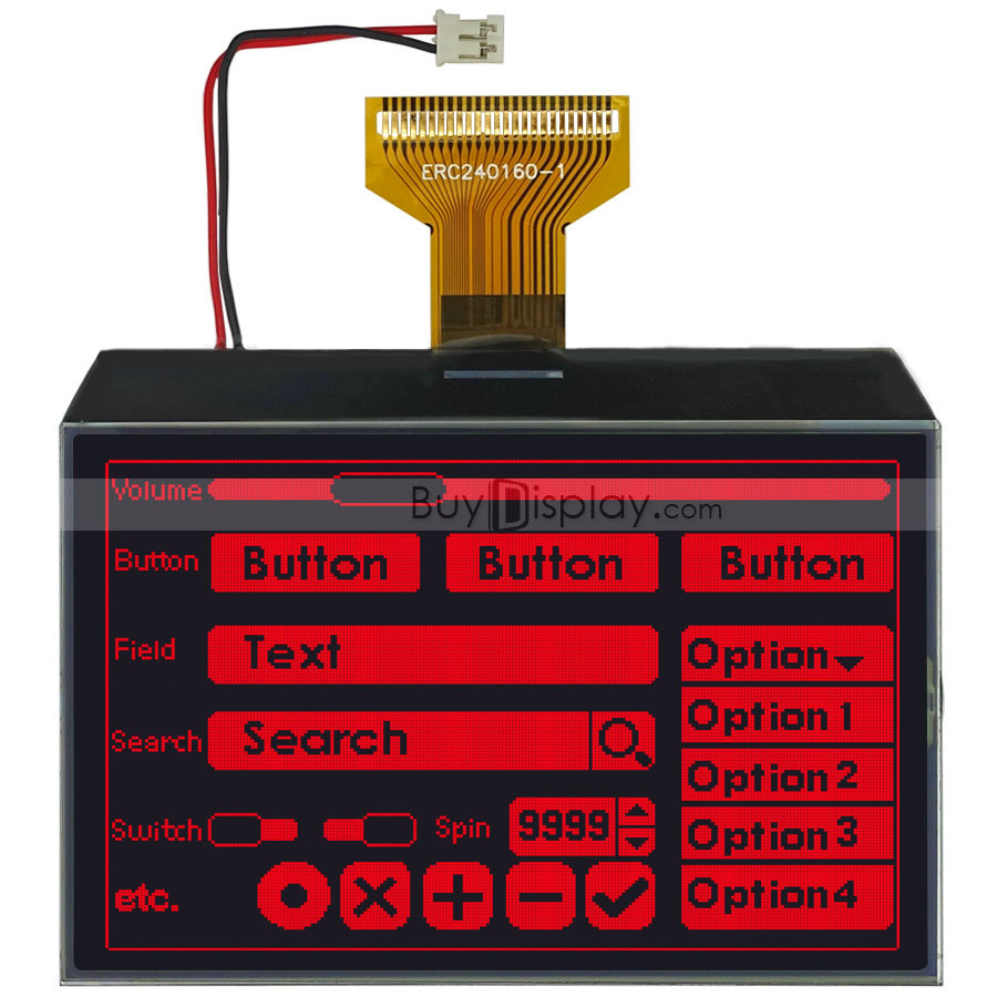 3.4"Red Serial SPI Graphic 240x160 LCD Display Module,ST7586 Controller,Tutorial