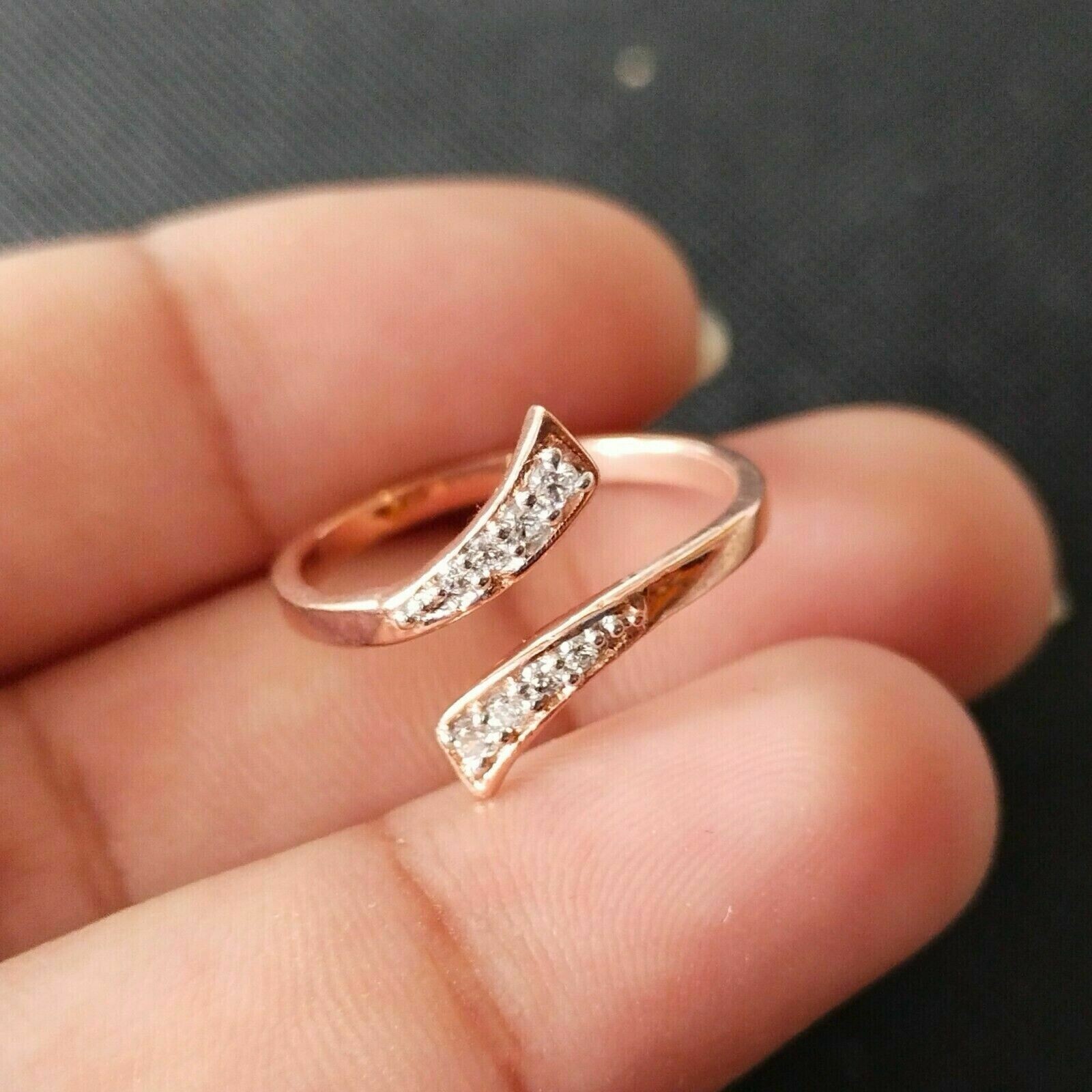Round Cut Diamond Women's Bypass Adjustable Toe Ring 14K Rose Gold Plated