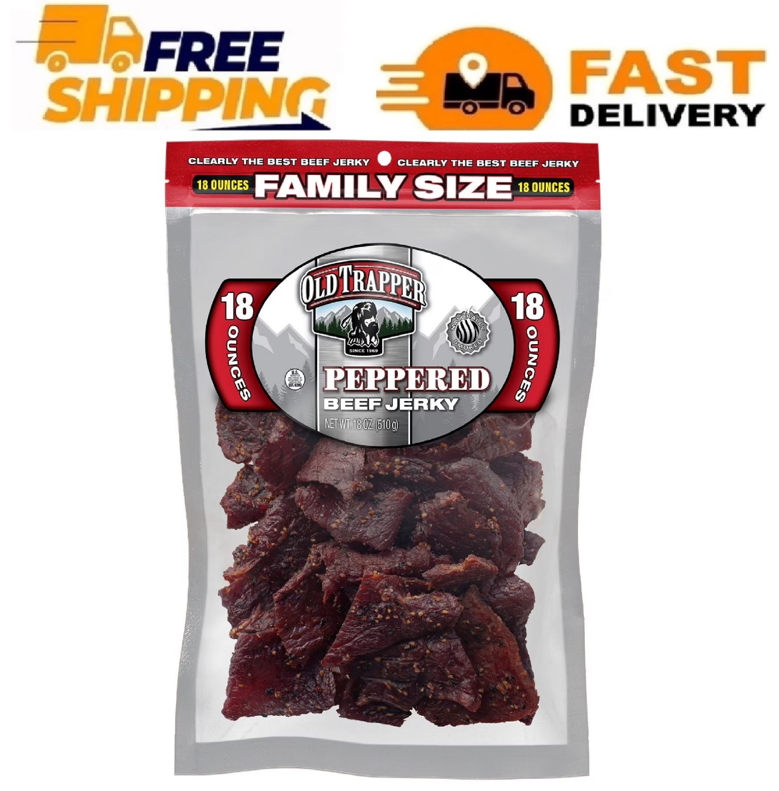 Old Trapper Peppered Beef Jerky, 18 oz.