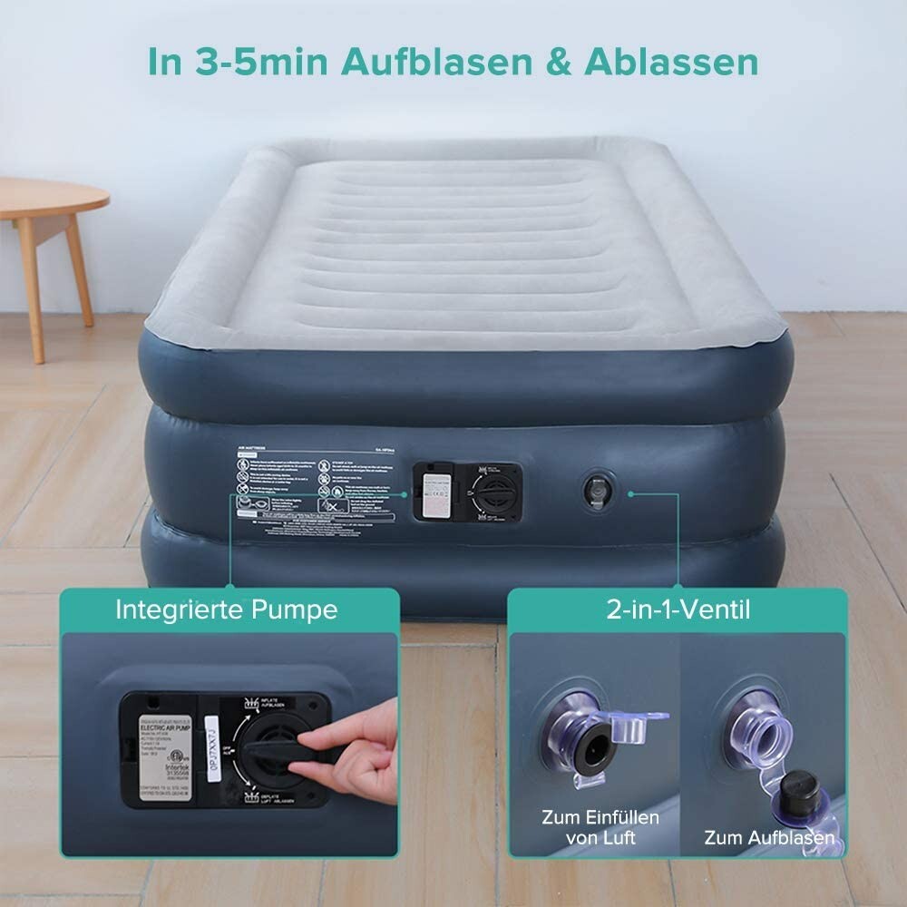 Inflatable Mattress, Air Bed with Built-in Electric Pump 203×99×46cm