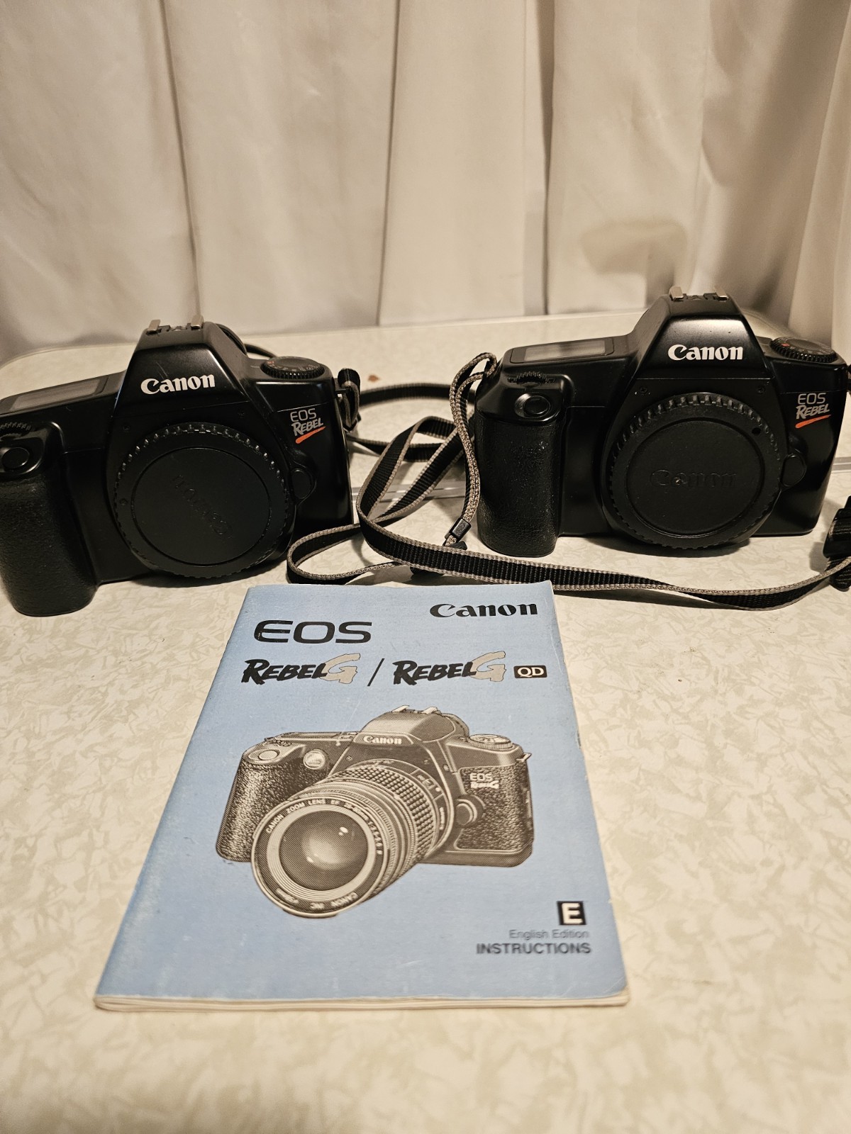 2 Vintage Canon EOS Rebel 35mm SLR Film Camera Body Autofocus Japan Photography