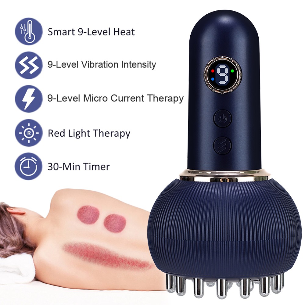 Electric Cupping Scraping Massager Red Light Microcurrent Heat Vibrating Therapy
