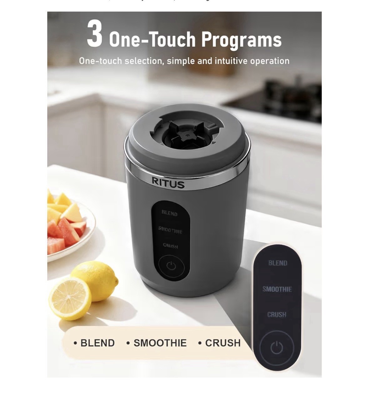 RITUS VORTEX Pro Portable Blender,Personal Blender w/Removable Vessel