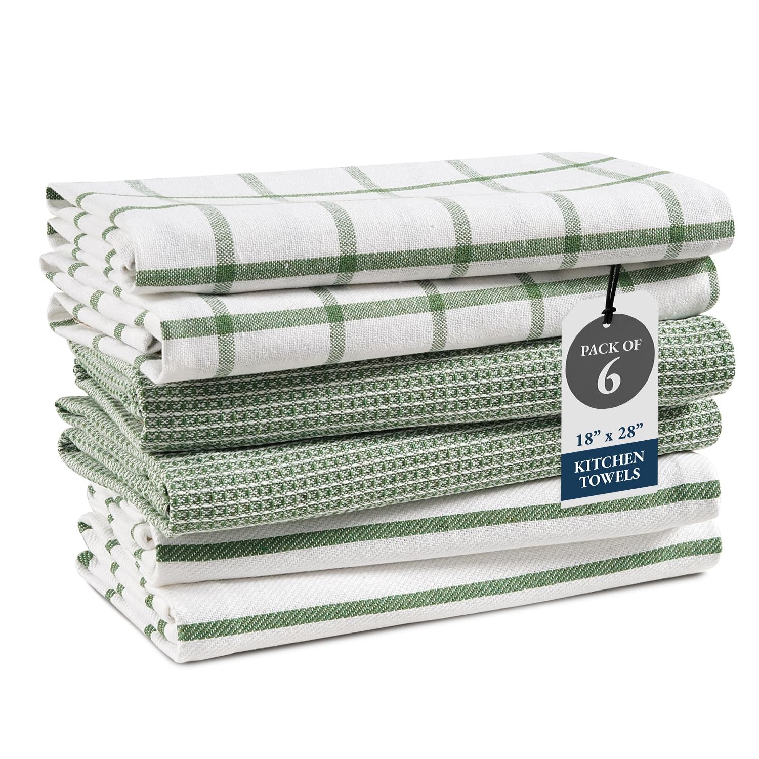 Cotton Kitchen Towels Set, 6Pack – Absorbent, QuickDrying Dish Towels, 18" x ...