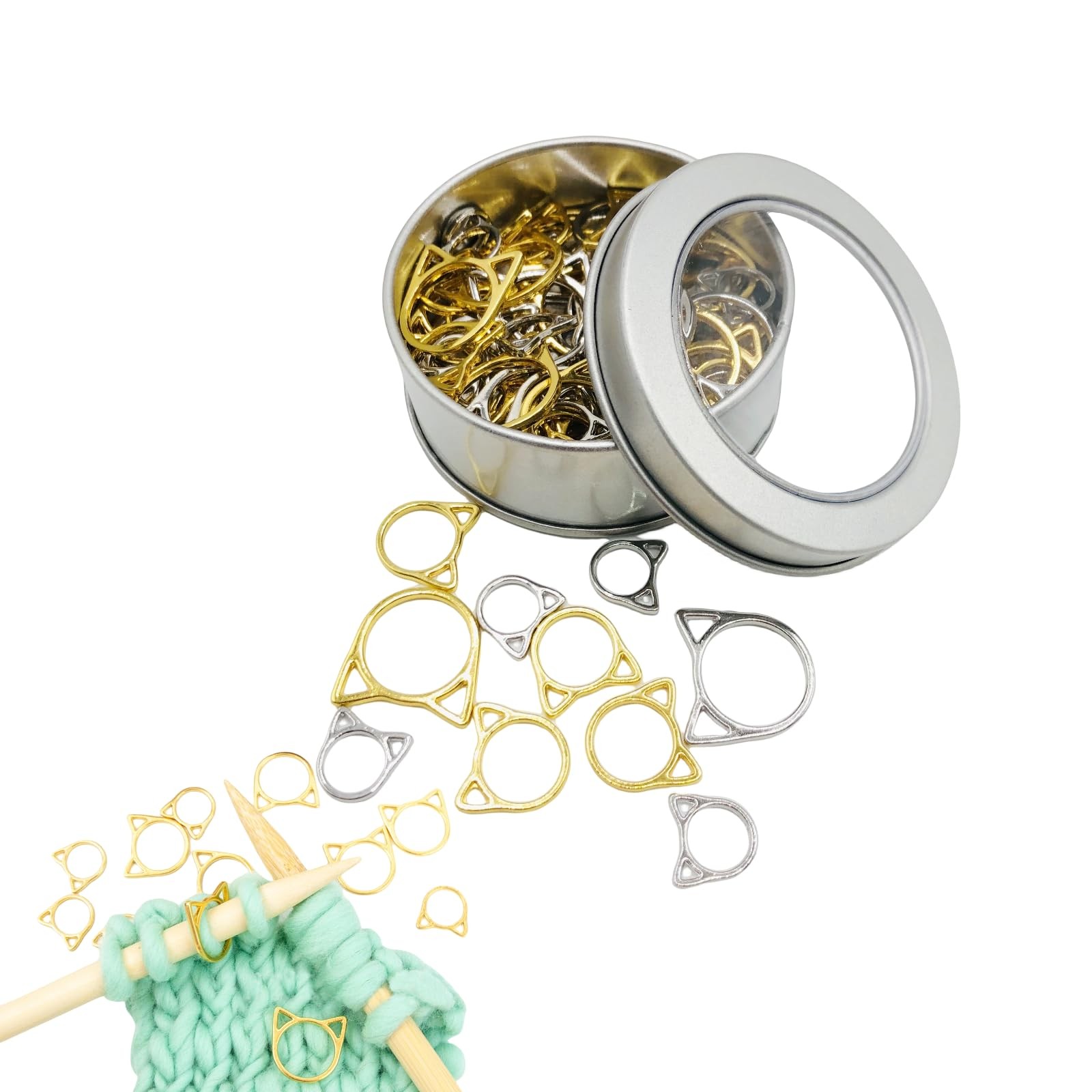 60 Pcs Cat Stitch Marker Metal Stitch Markers Crochet Stitch Marker Cat Ears ...