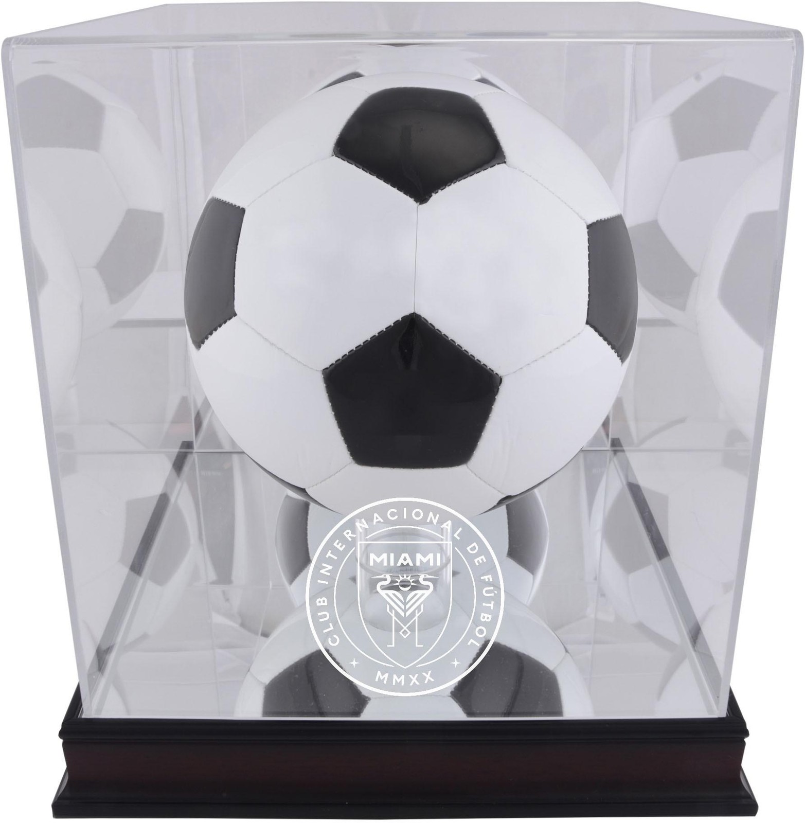 Inter Miami CF Mahogany Team Logo Soccer Ball Display Case