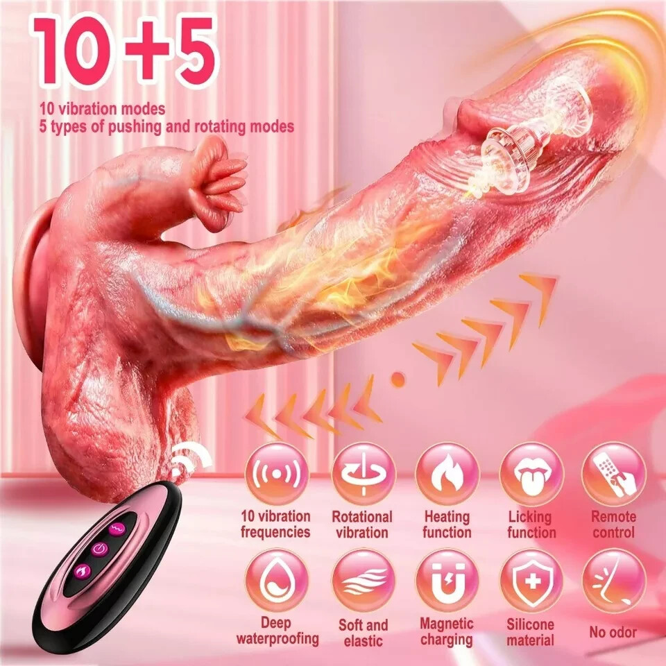 Telescopic Realistic Thrusting Dildo Vibrator Sex Toys for Women Remote Control