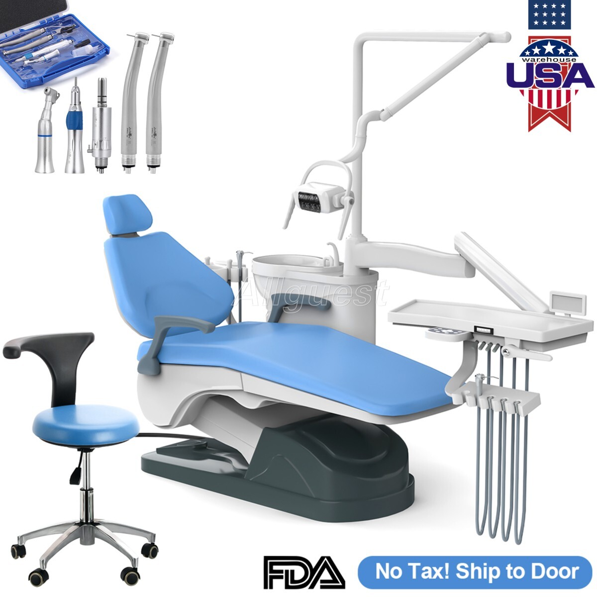 Dental Unit Chair Computer Controlled DC Motor PU Leather Stool/Handpiece 4 Hole