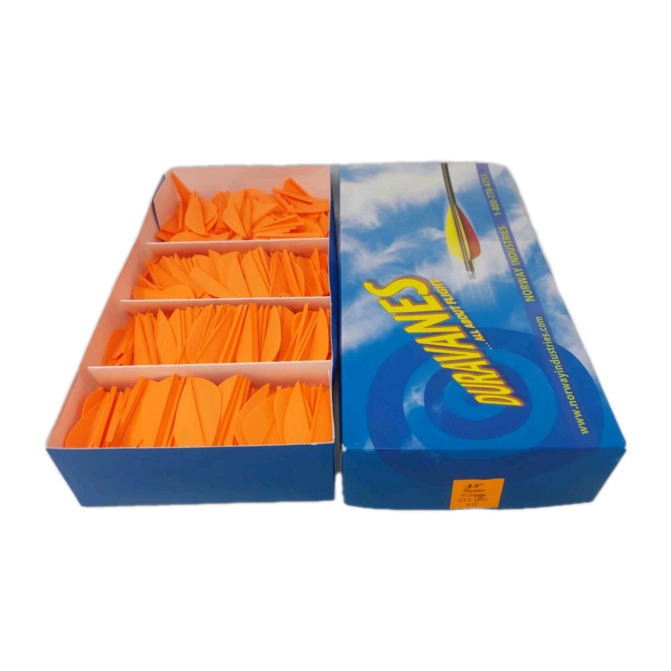 1000 Pack: 2" Fluorescent Orange DuraVanes Predator Vanes Q2i Norway Industries