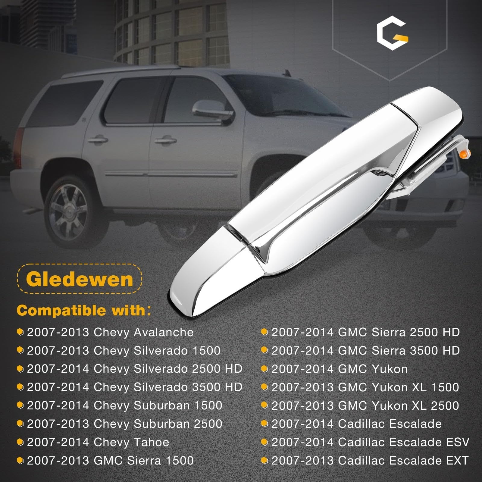 Gledewen Chrome Door Handle for 2007-2013 Chevy/GMC Models