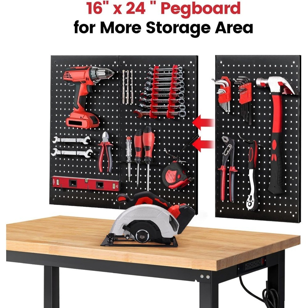 48" Heavy Duty Workbench, Adjustable Height Garage Work Bench with Solid