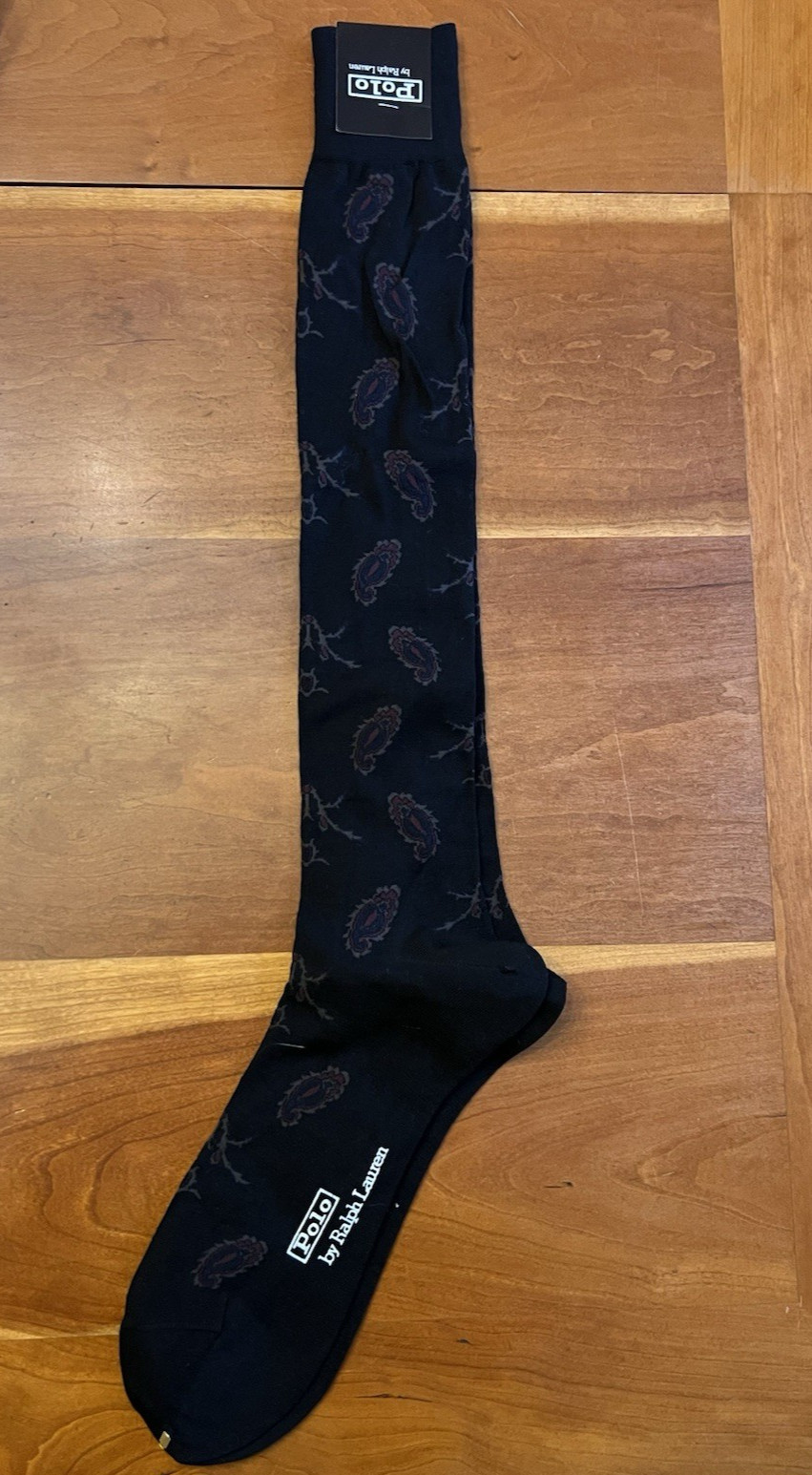 NWT POLO Ralph Lauren Mens Lux Dress Socks OTC 65% Wool Black Paisley JAPAN