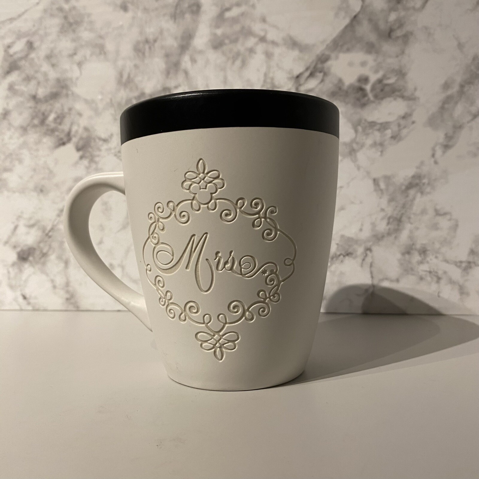 Disney Mrs. Wedding Mug "I Do" Black & White Ceramic