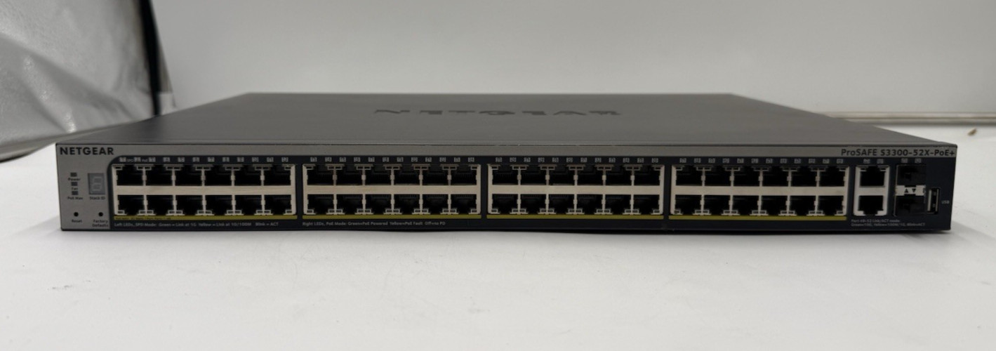 NetGear GS752TXP ProSafe S3300-52X-PoE+ 48 Port Gigabit Switch + 4 10G Uplinks