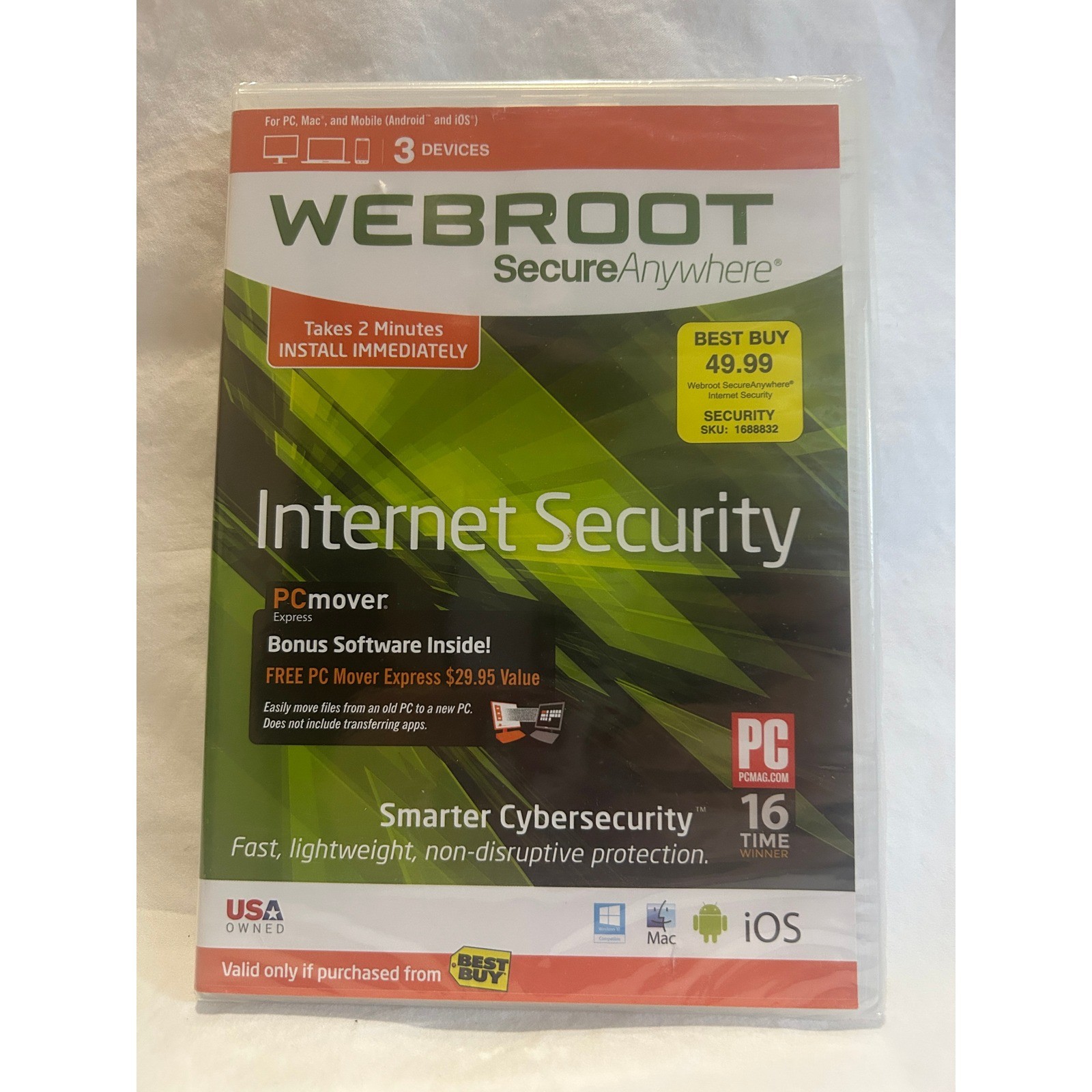 Webroot SecureAnywhere Internet Security 3 Device PC Mac Android iOS New Sealed