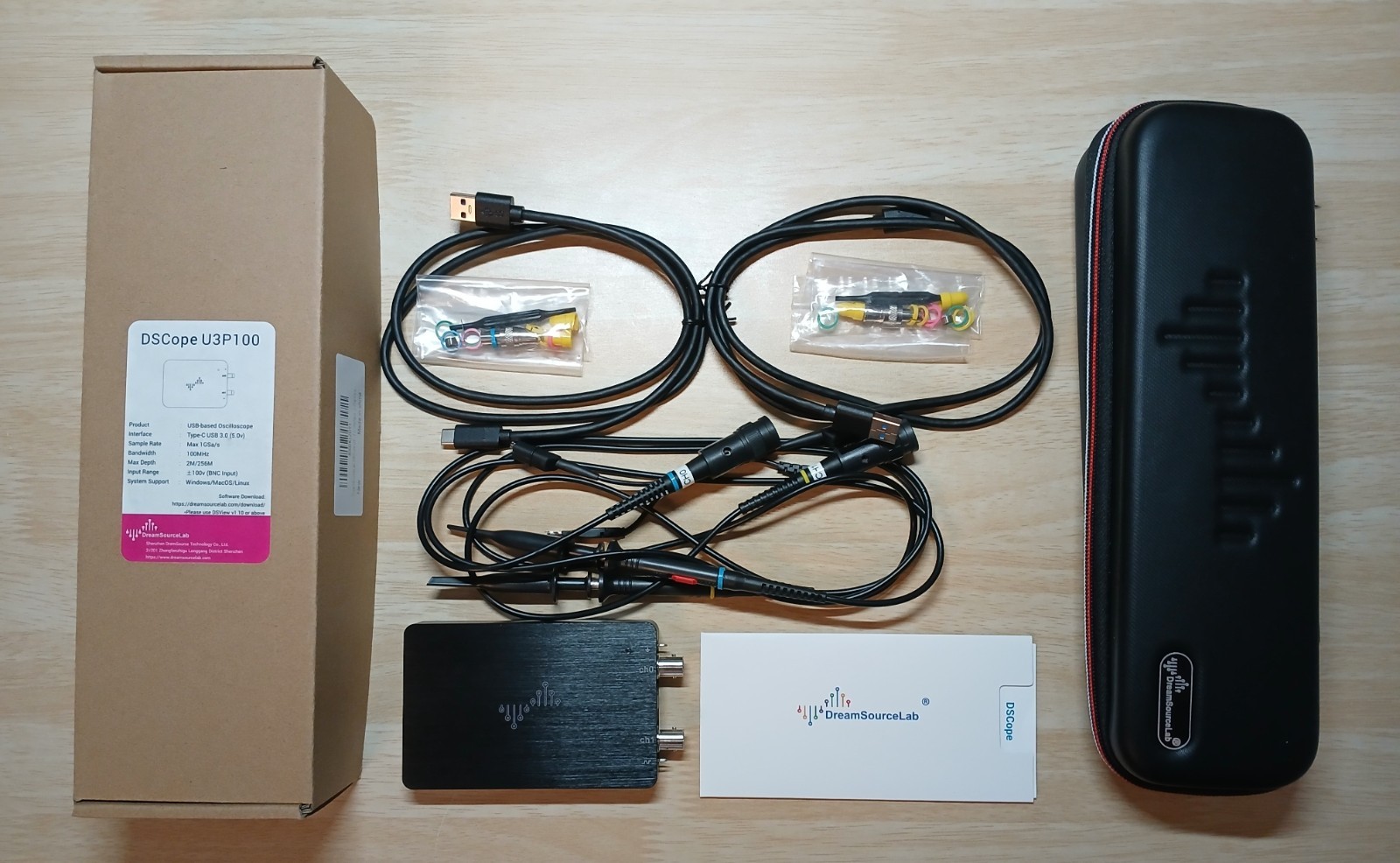 DSCope U3P100 100MHz Portable Digital Oscilloscope 2-Channel 1GSa/s Sampling USB