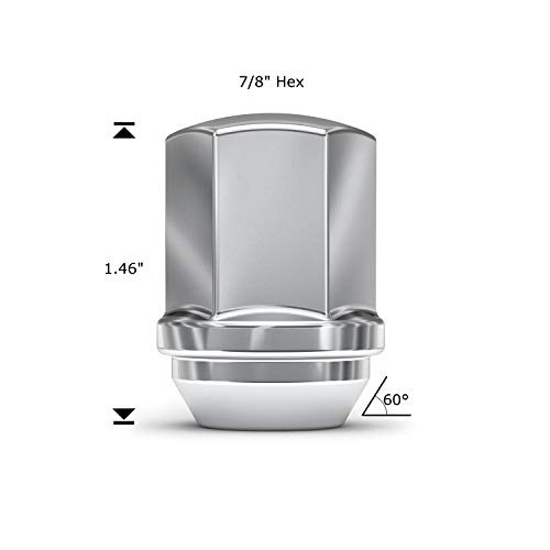 9/16"-18 Lug Nuts for Select Dodge and Ram, Factory Style Solid CHROME 4 Pack