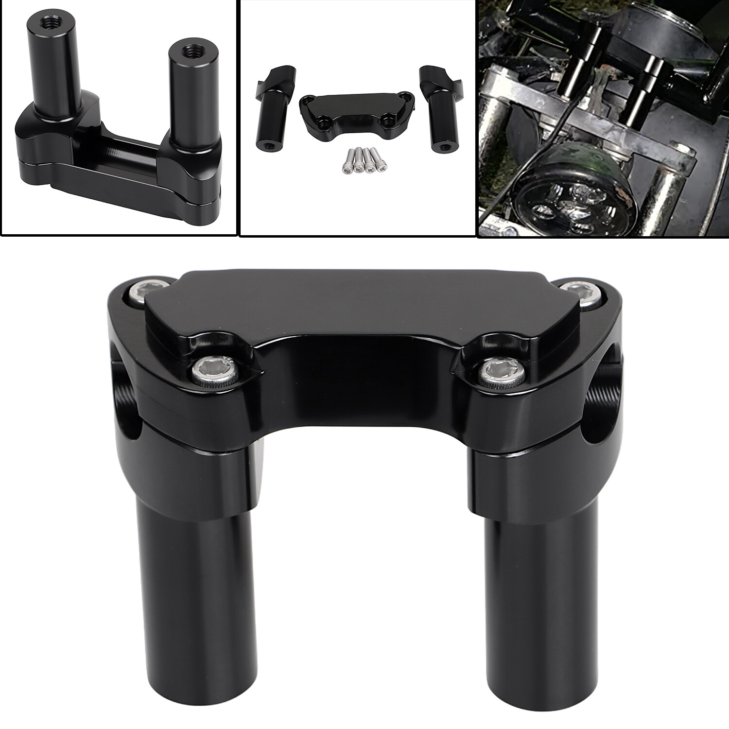 3.5" Straight Handlebar Risers Top Clamp For Harley Softail FXSTC Dyna Fat Boy