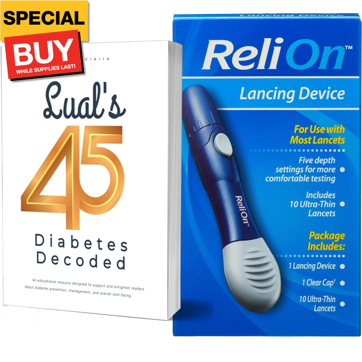 Relion Lancing Device Compatible with Most Brands Bundle with 's 45 Diabetes Dec