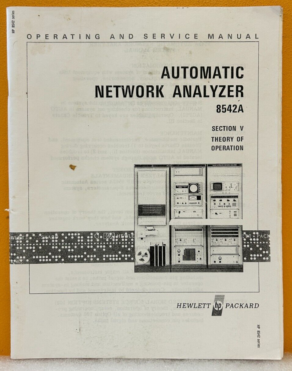 HP / Agilent 08542-90013 Automatic Network Analyzer 8542A Oper & Service Manual.