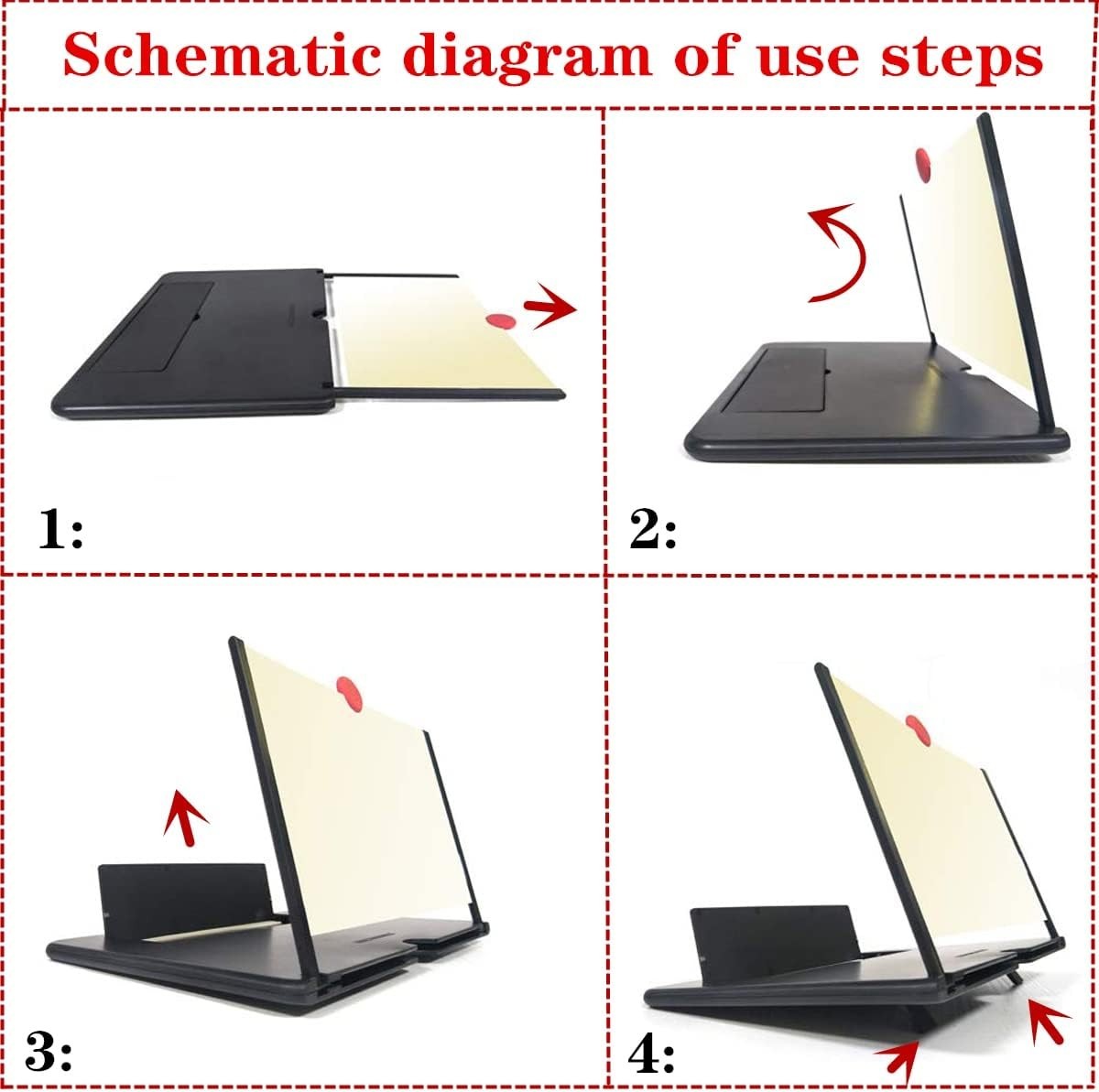 12" Phone Screen Magnifier, Screen Amplifier 3D HD Screen Projector with Fold...