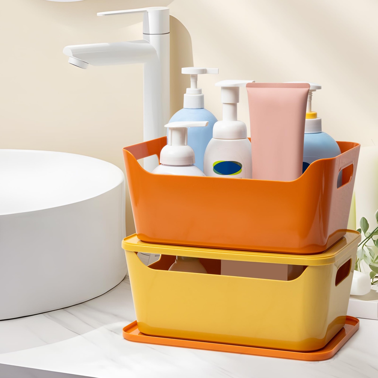 12 Pack 4.5L Storage Bins with Lids, Plastic Storage Baskets for Home Classro...