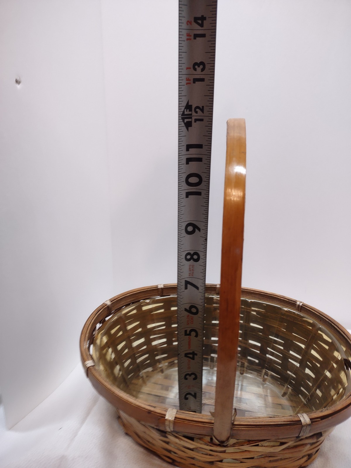 Oval Woven Bamboo Basket with Handle & Plastic Liner - Home Decor, Planter, Gift