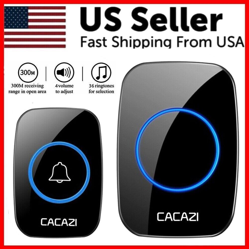 300M Long distance Wireless Doorbell, Plug and Play Waterproof Door Bell Kit US