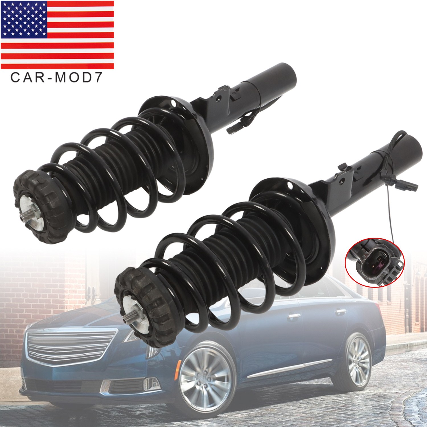 Pair Front Shock Strut Assys for Cadillac XTS 2013-2019 with Electric 23220501