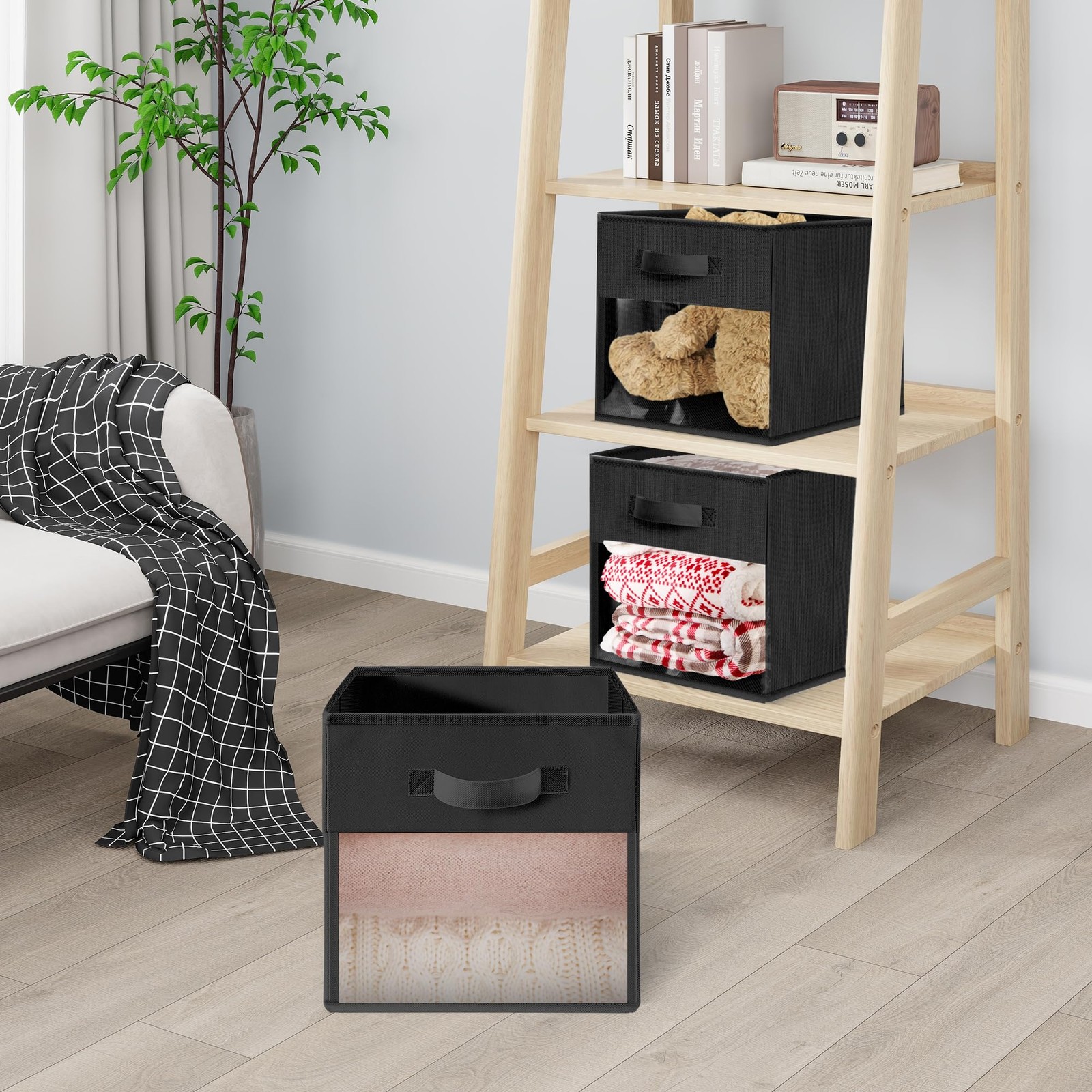 Storage Cubes, 13 Inch Cube Storage Bins With Clear Window, 6 Pack, Foldable ...