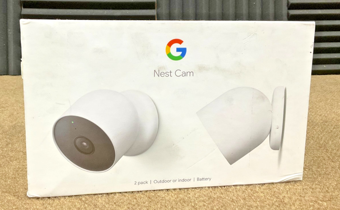 Google Nest Cam Indoor Outdoor Wire Free Camera 2 pack snow GA01894-US
