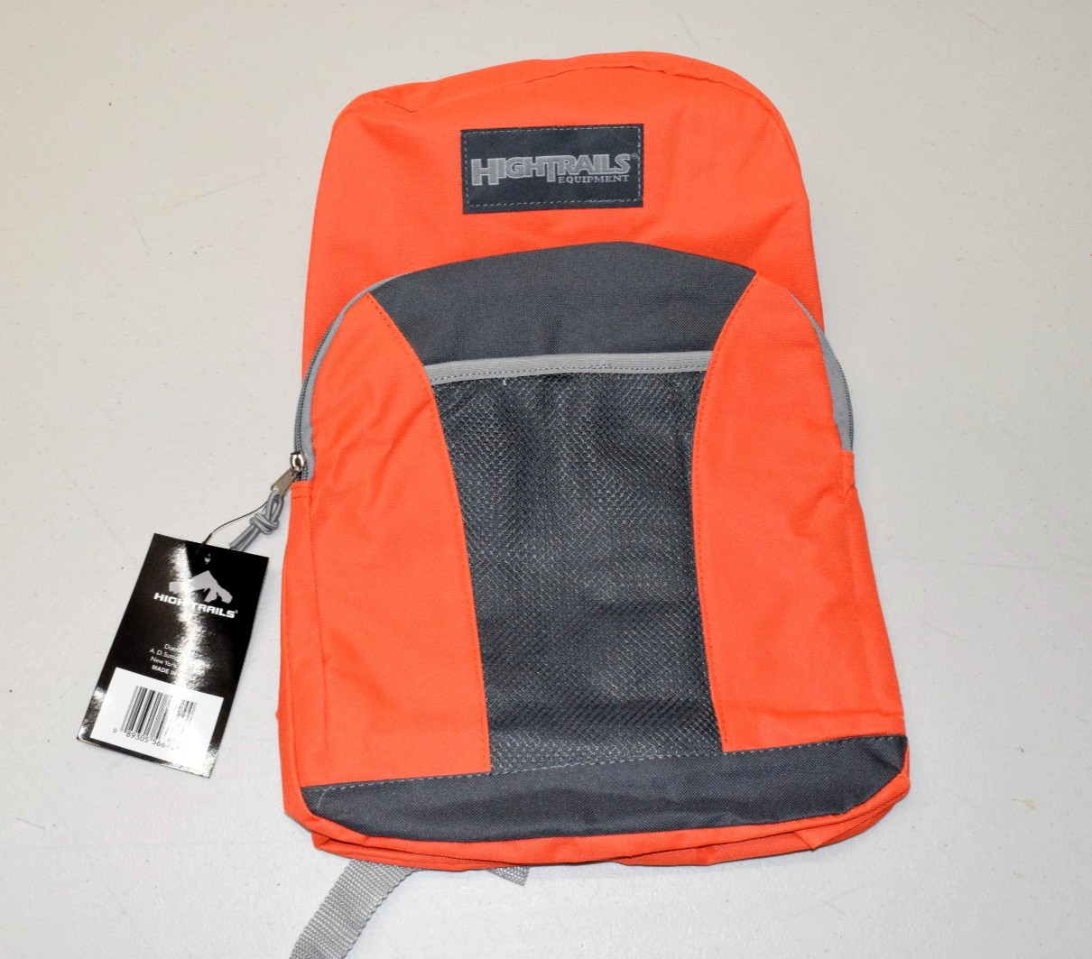High Trails Backpack Vibrant Orange Nylon School Travel Hiking Bag Mesh Pocket