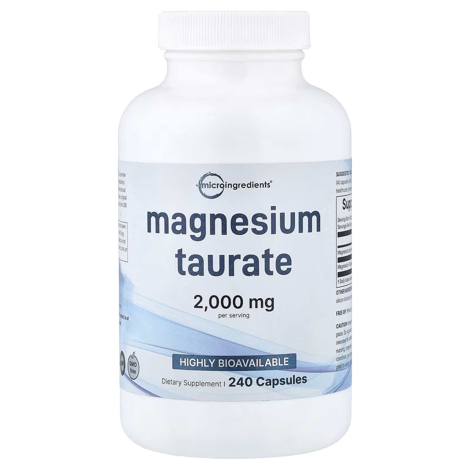 Micro Ingredients Magnesium Taurate 500 mg  240 Caps