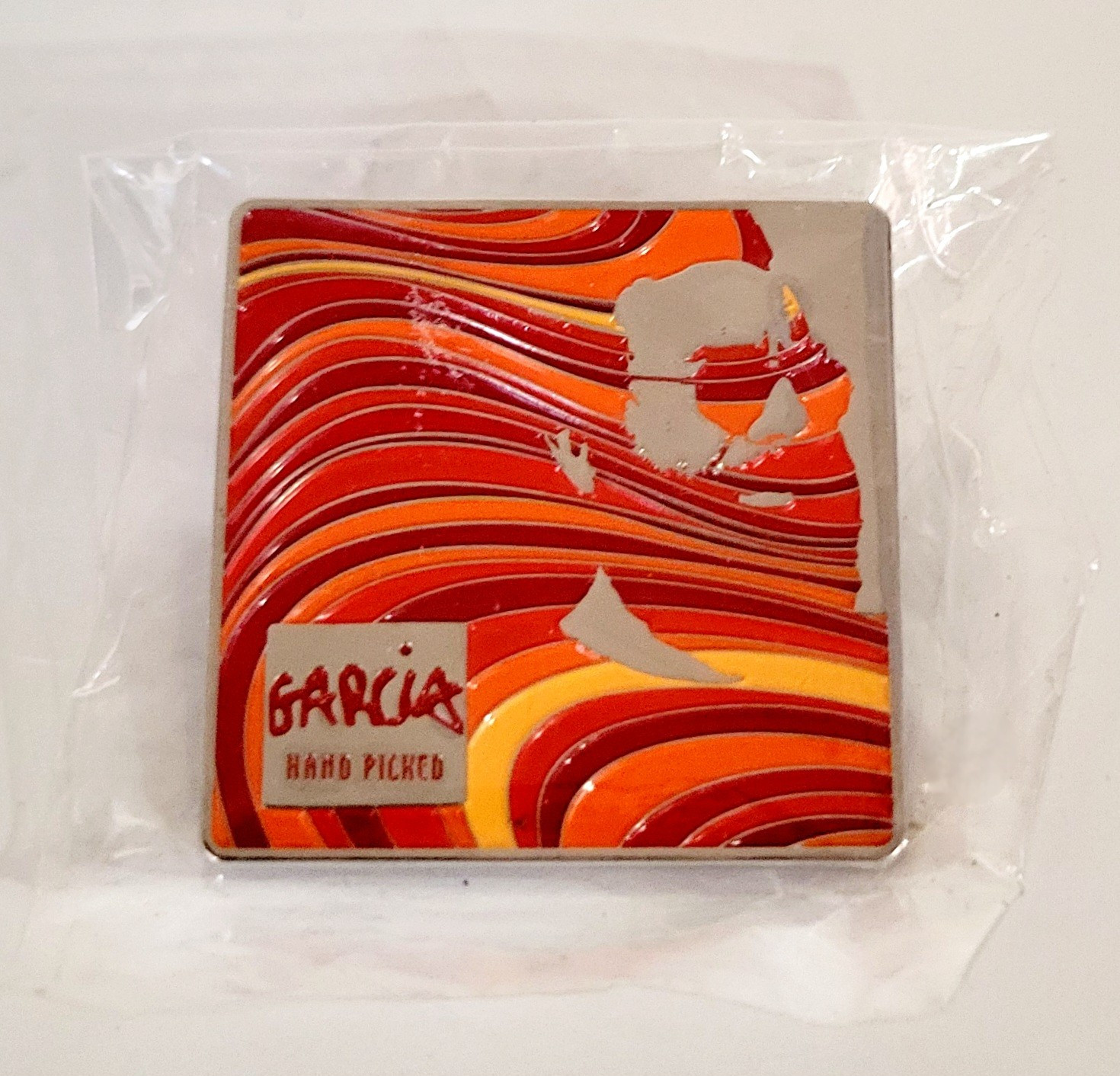 Rare JERRY GARCIA Hand-Picked face logo Enamel PIN button lapel grateful dead