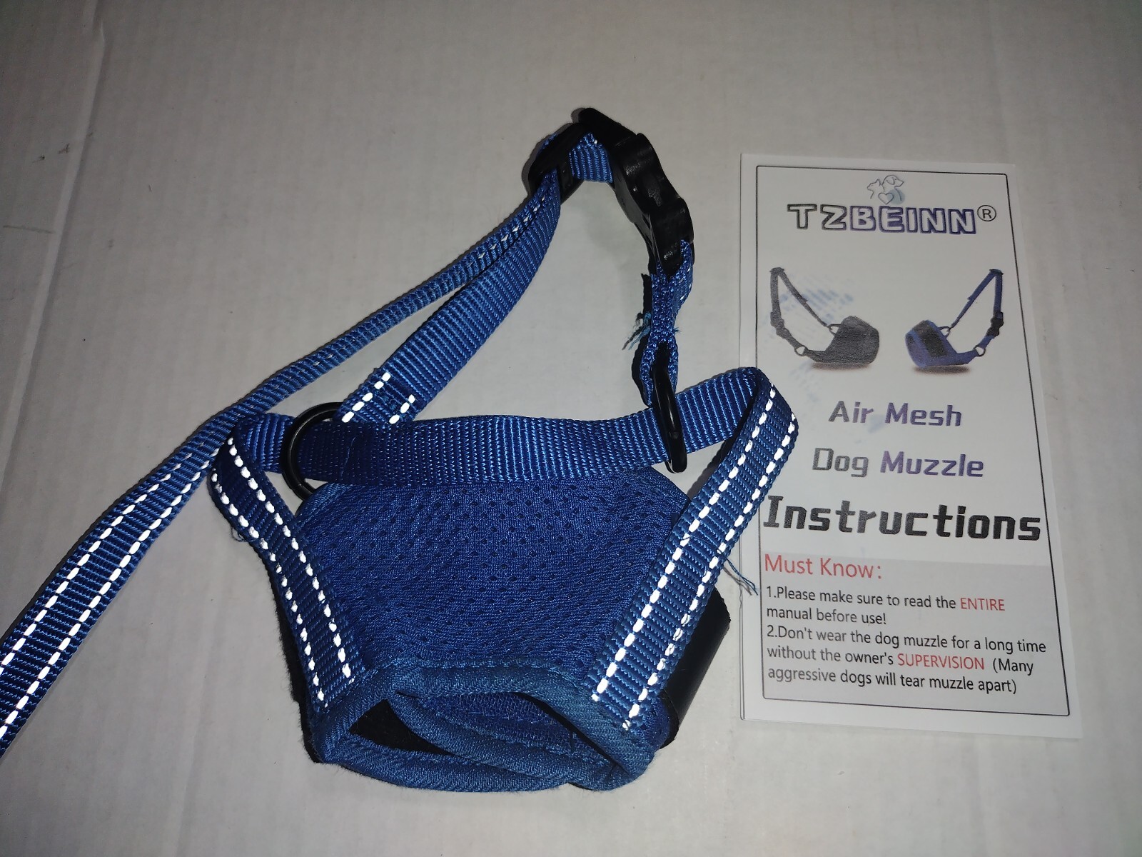 Tzbeinn Air Mesh Dog Muzzle Blue Medium