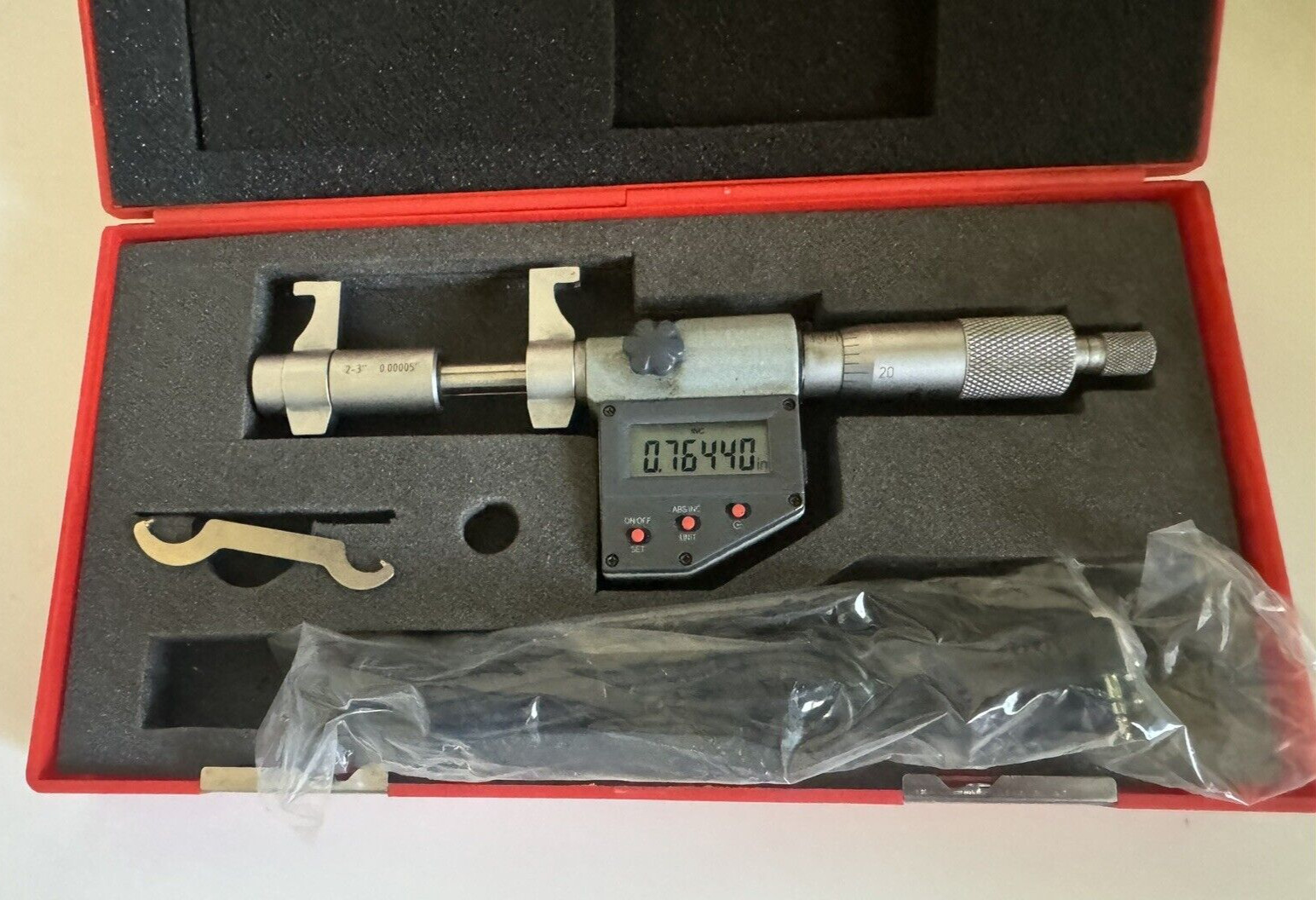 SPI 13-578-0 Edge Bore Electronic inside Micrometer, 2-3" Ratchet Stop, .00005"
