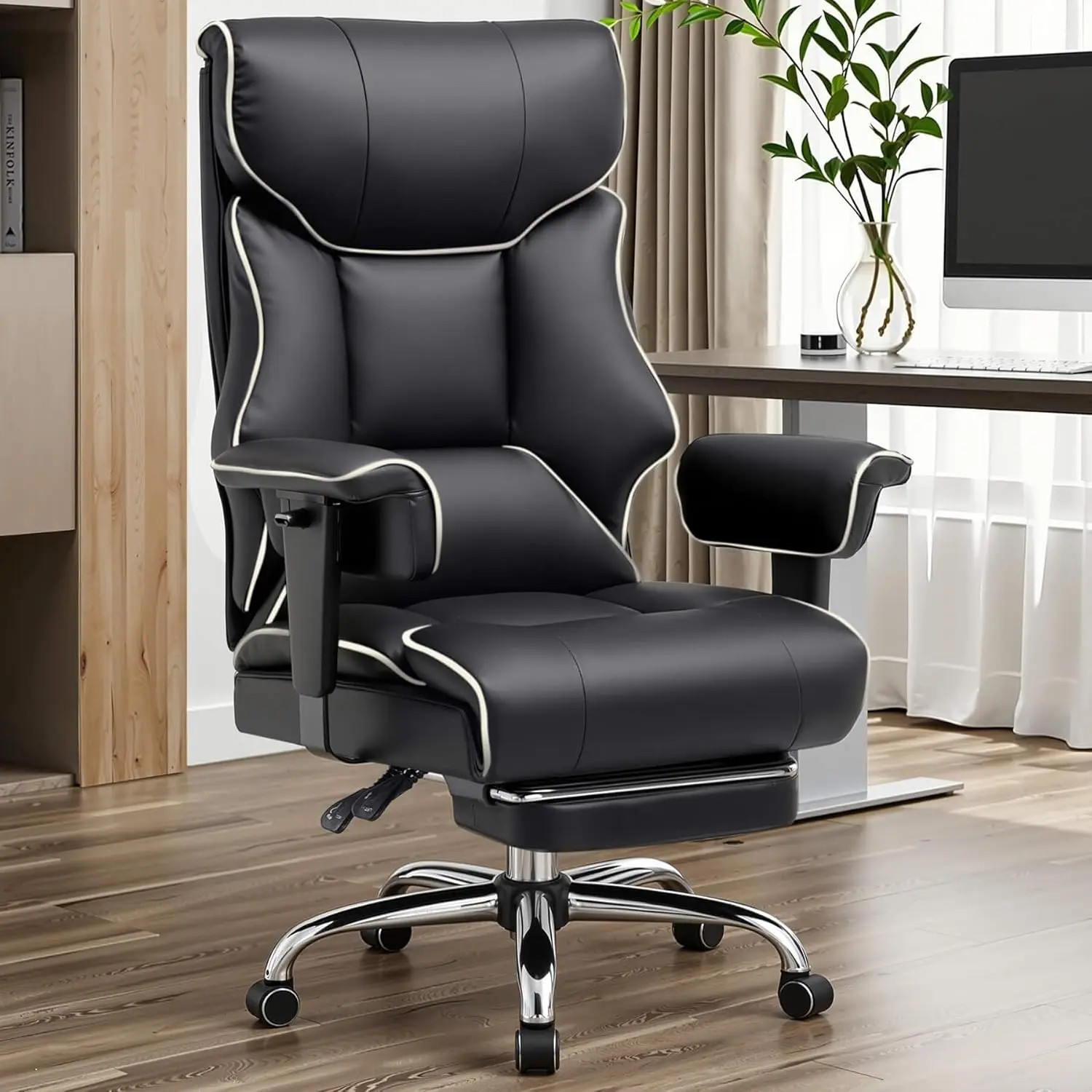 Big and Tall Office Chair 400lb High Back Leather Executive Chair with Ergonomic
