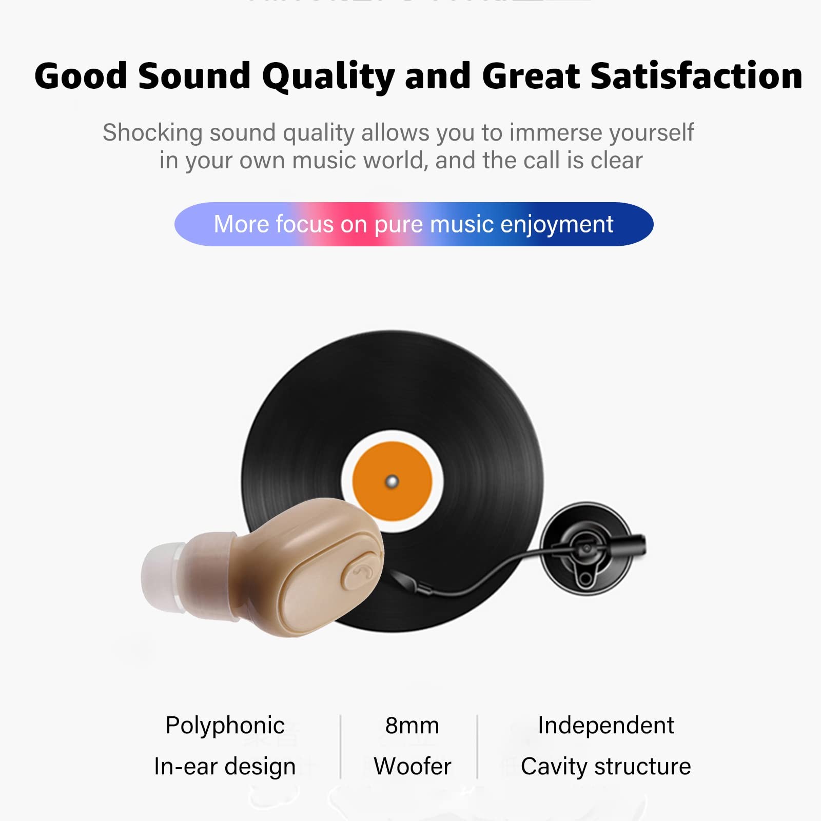 Single Bluetooth Wireless Earbud, Mini Invisible in-Ear Wireless Bluetooth He...