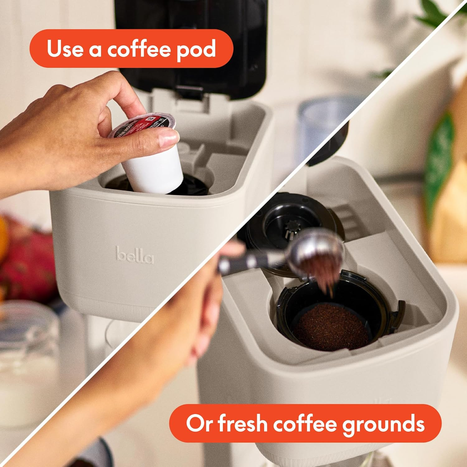 Single Serve Coffee Maker, K Cup & Coffee Ground Compatible with Removable, Adju