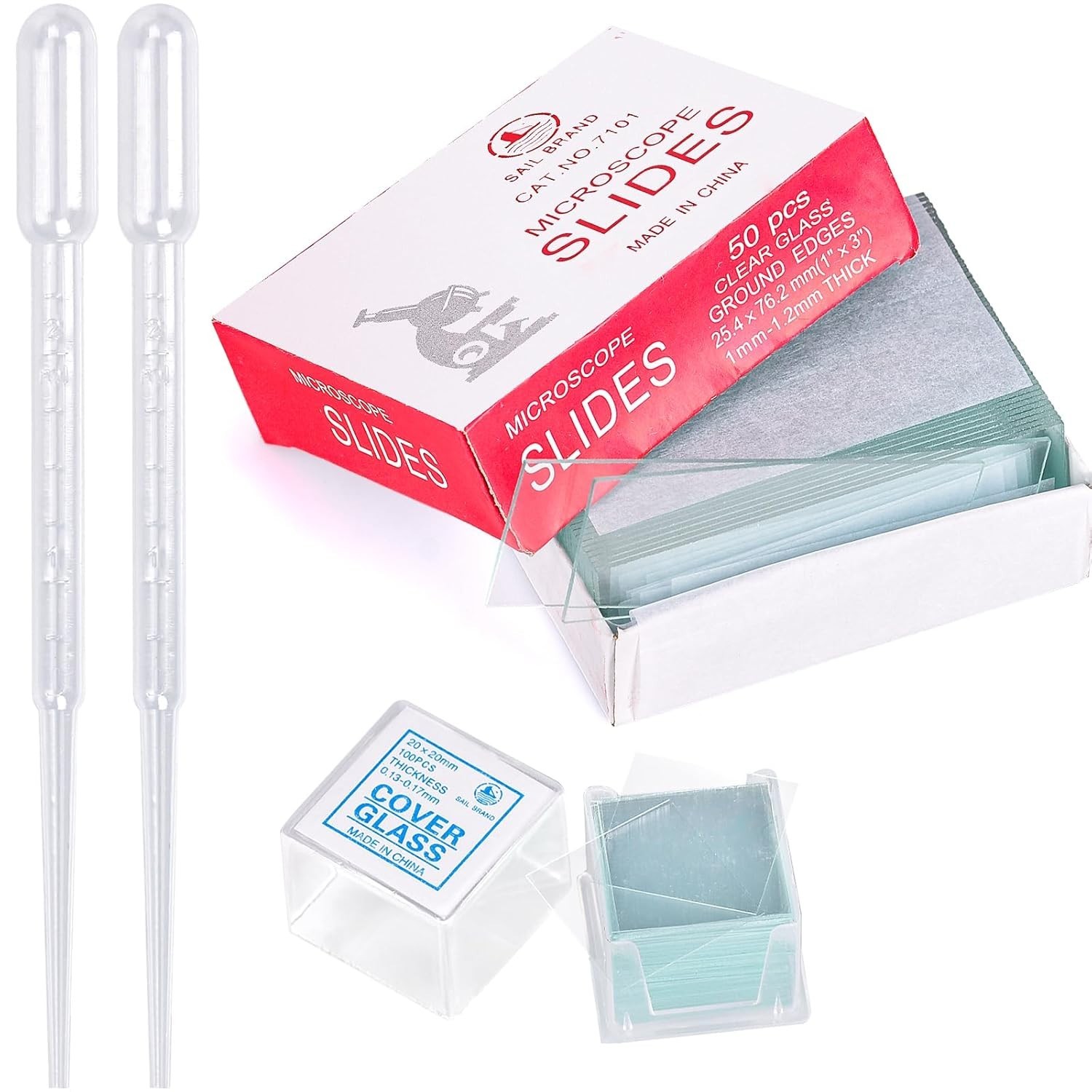 Microscope Slides with Cover Slips 150 Piece Pre Cleaned Glass Science Kit