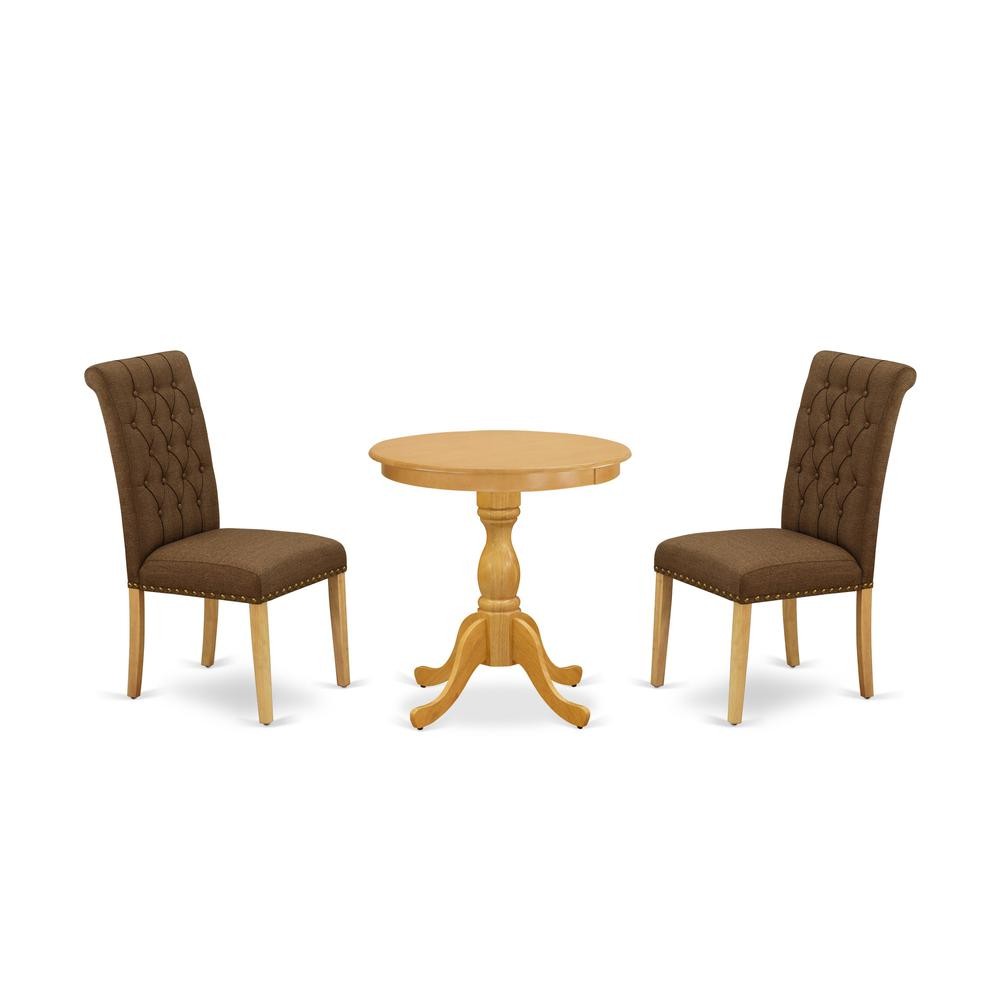 East West Furniture - ESBR3-OAK-18 - 3-Pc Dining Room Table Set - 2 Mid...