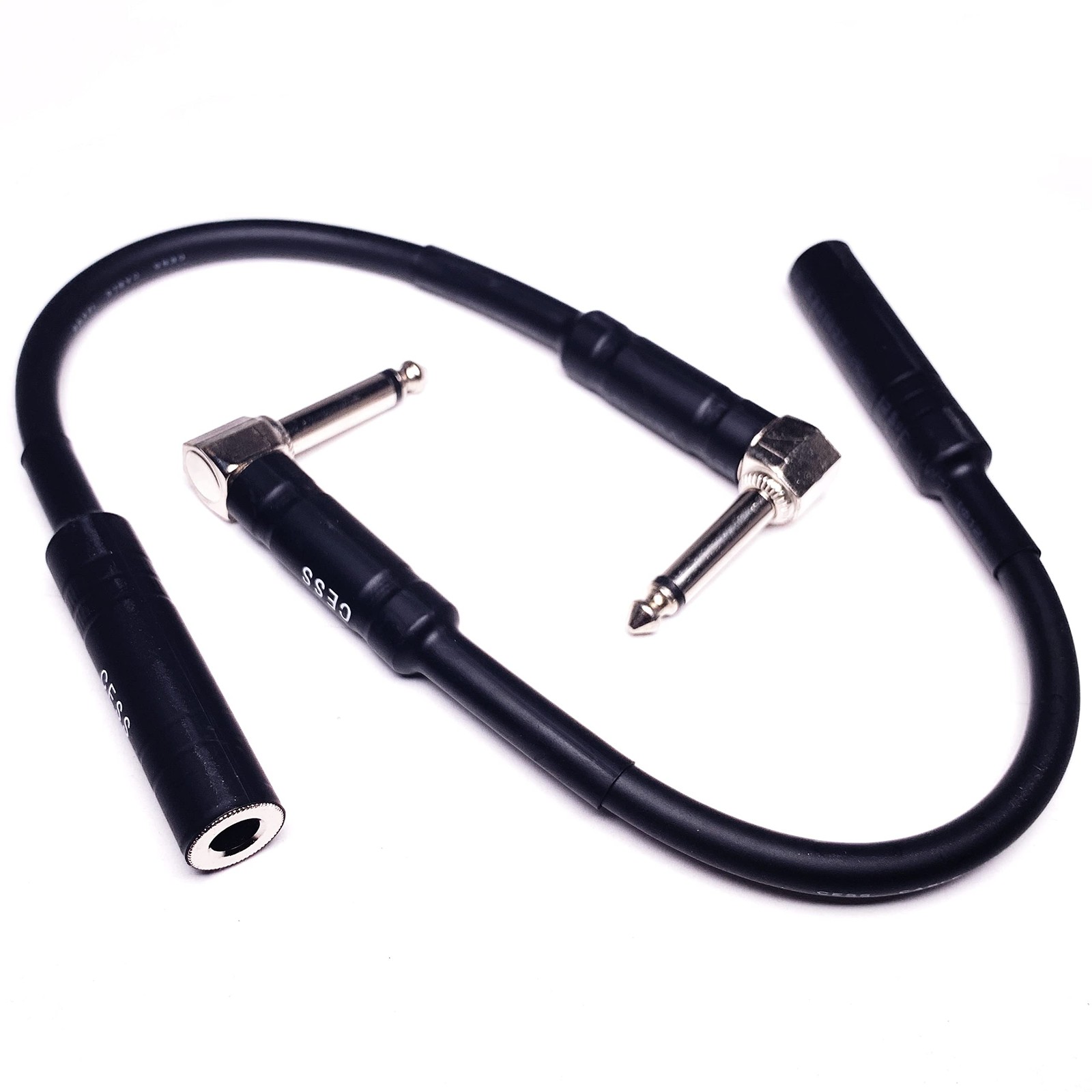 CNCESS CESS-090 Low-Noise Right Angle 1/4 TS Male to Female 6 inches, Black
