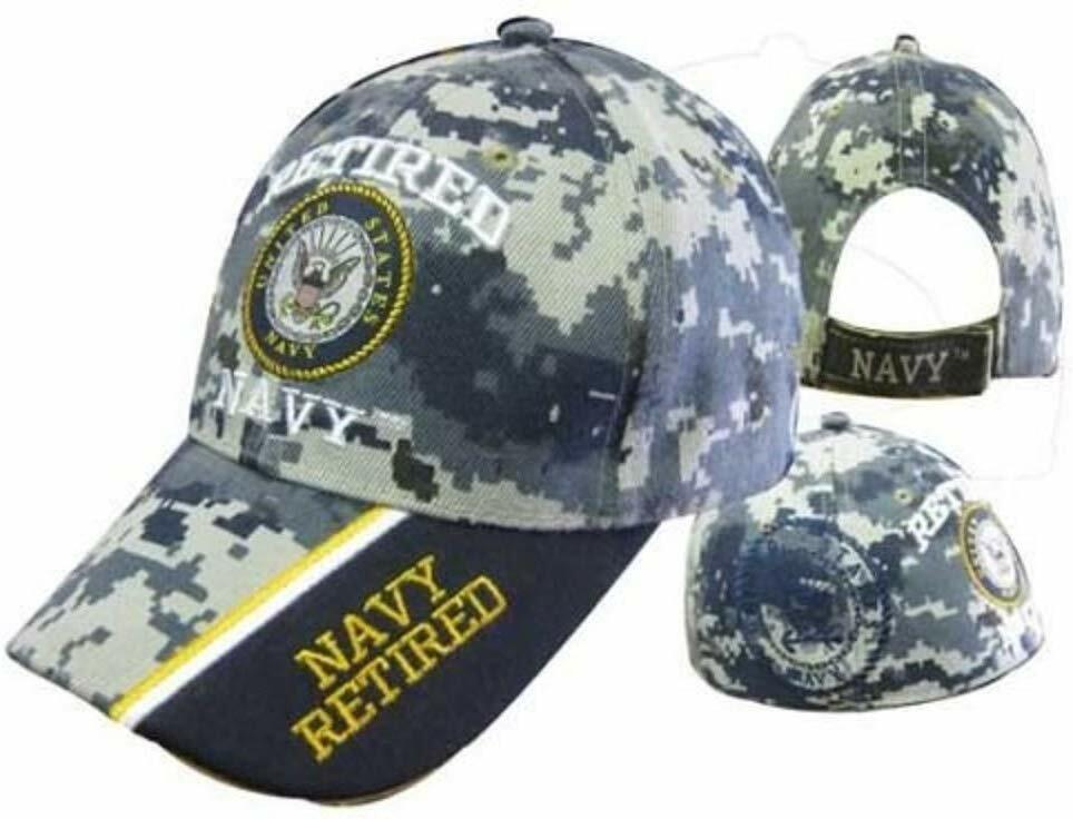 US Navy RETIRED Ball Cap BLUE DIGITAL CAMO USN Vet Chief PO1 CPO SCPO MCPO Hat