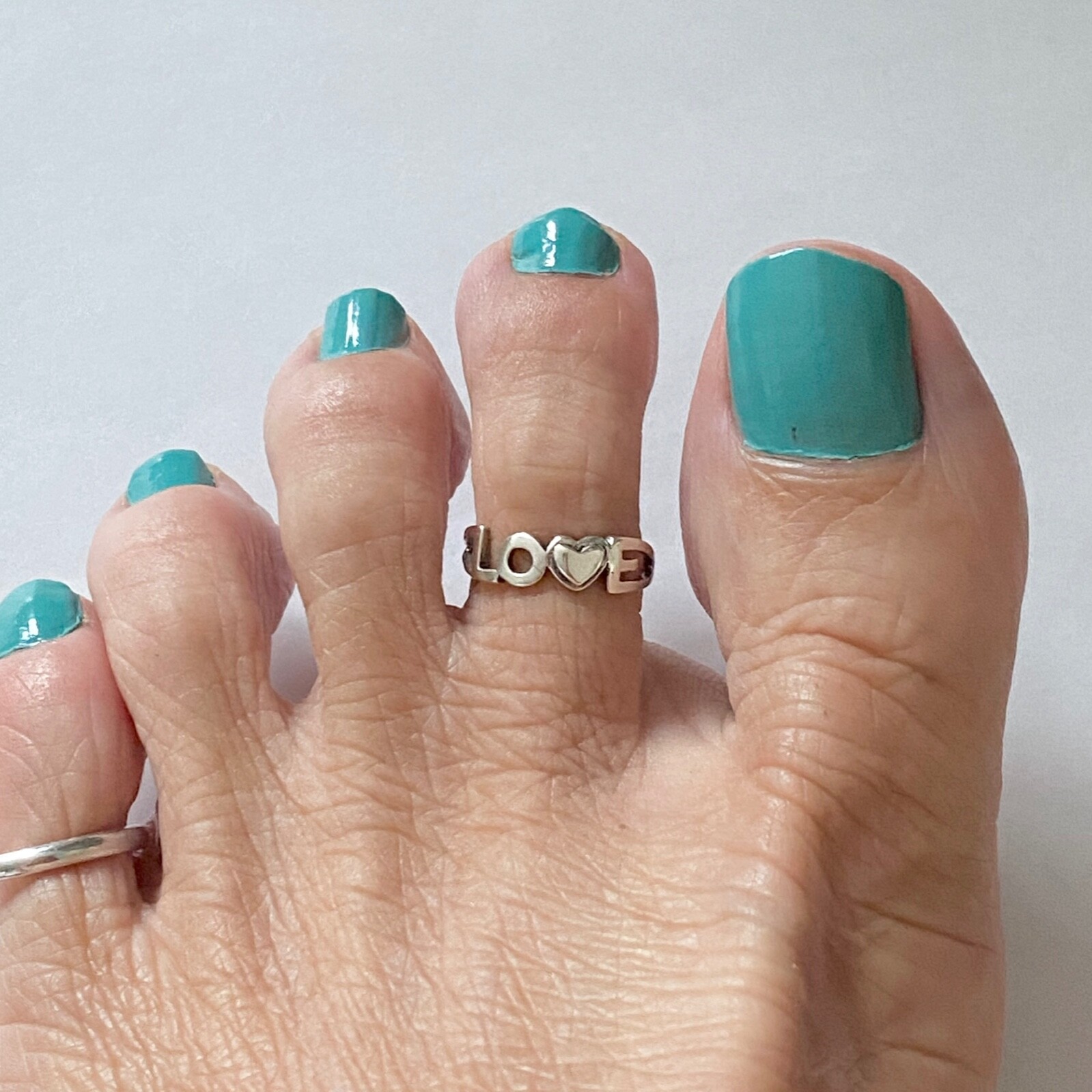 Sterling Silver Love Toe Ring, Silver Rings, Dainty Ring, Heart Ring