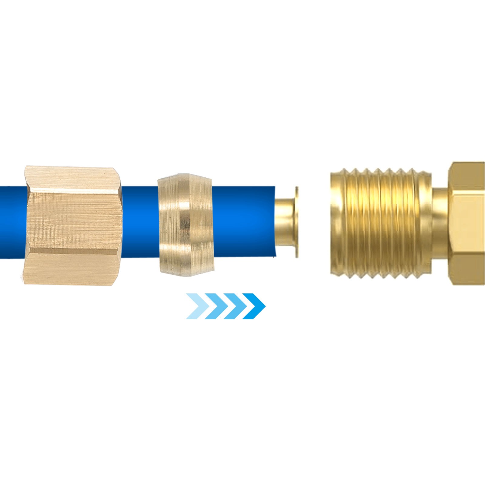 1/8" Brass Compression Nut,50Pcs Brass Compression Fitting Plumbing System
